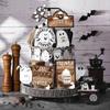 19PCS Halloween Coffee Specters Decors Wooden Sign Beads Tiered Tray Accent Farmhouses Style Home Party Tabletop Display