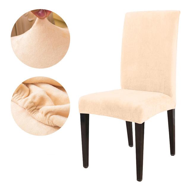 High Elastic Velvet Chair Protector Plush Stretch Chair Cover Antifouling Home Hotel Dining Wedding Seat Cover Home Decoration Chair Protector 1PC