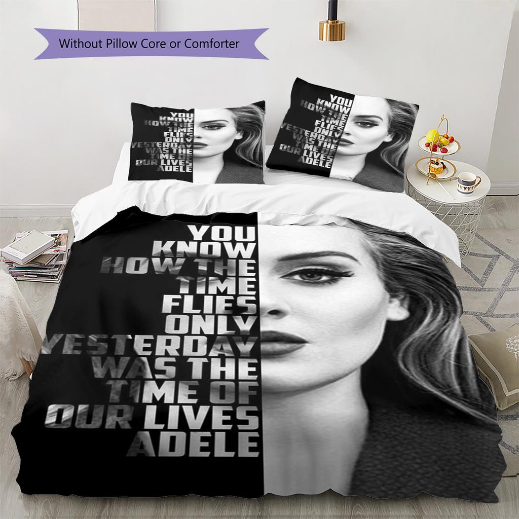 Adele Muster Bettwäscheset Bettbezug Kissenbezug Heimdeko Geschenk (1 Bettbezug + 2 Kissenbezüge, ohne Füllung)