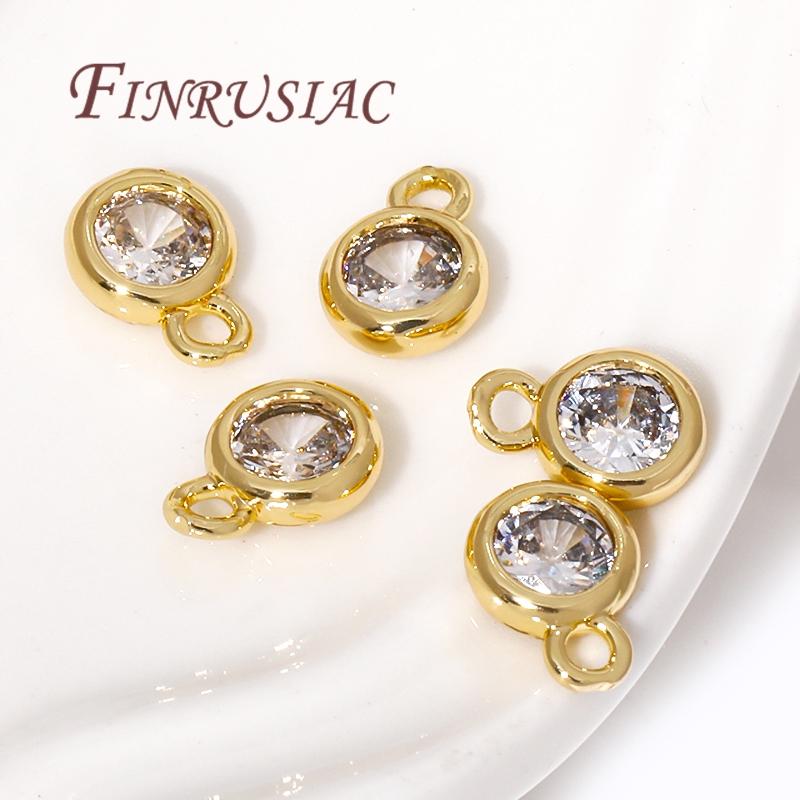 Messing mit 18K Goldbeschichtung mit Zirkon Anhängern Charms Verbinder Zubehör Für Schmuckherstellung Zubehör, DIY Armbänder Zubehör