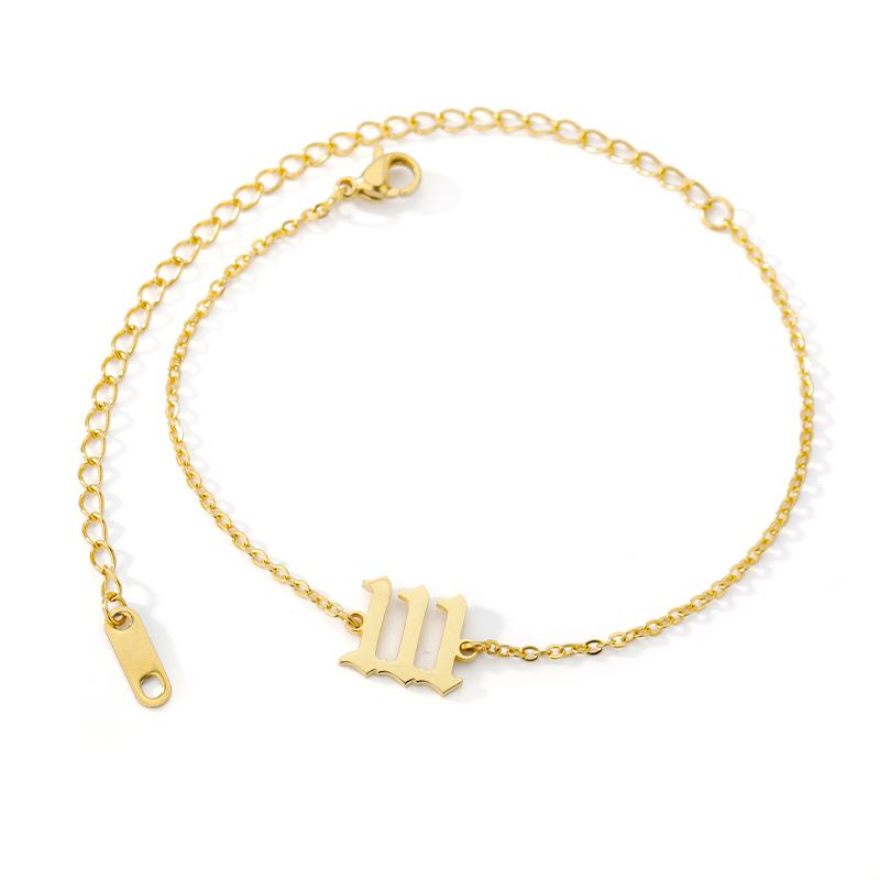 111 222 333 444 555 666 777 888 999 Angel Number Anklets for Women Stainless Steel Minimalist Ankle Bracelet Jewelry Gifts Silver