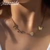 Atoztide Personalized Custom Name Necklace for Women Men Heart Biterfly Pendant Stainless Steel Choker Link Chain Jewelry Gifts