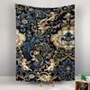 Blue Gold Cherub Baroque Damask Seamless Pattern for Classic Decorative Wall Tapestry for Bohemian Home Wall