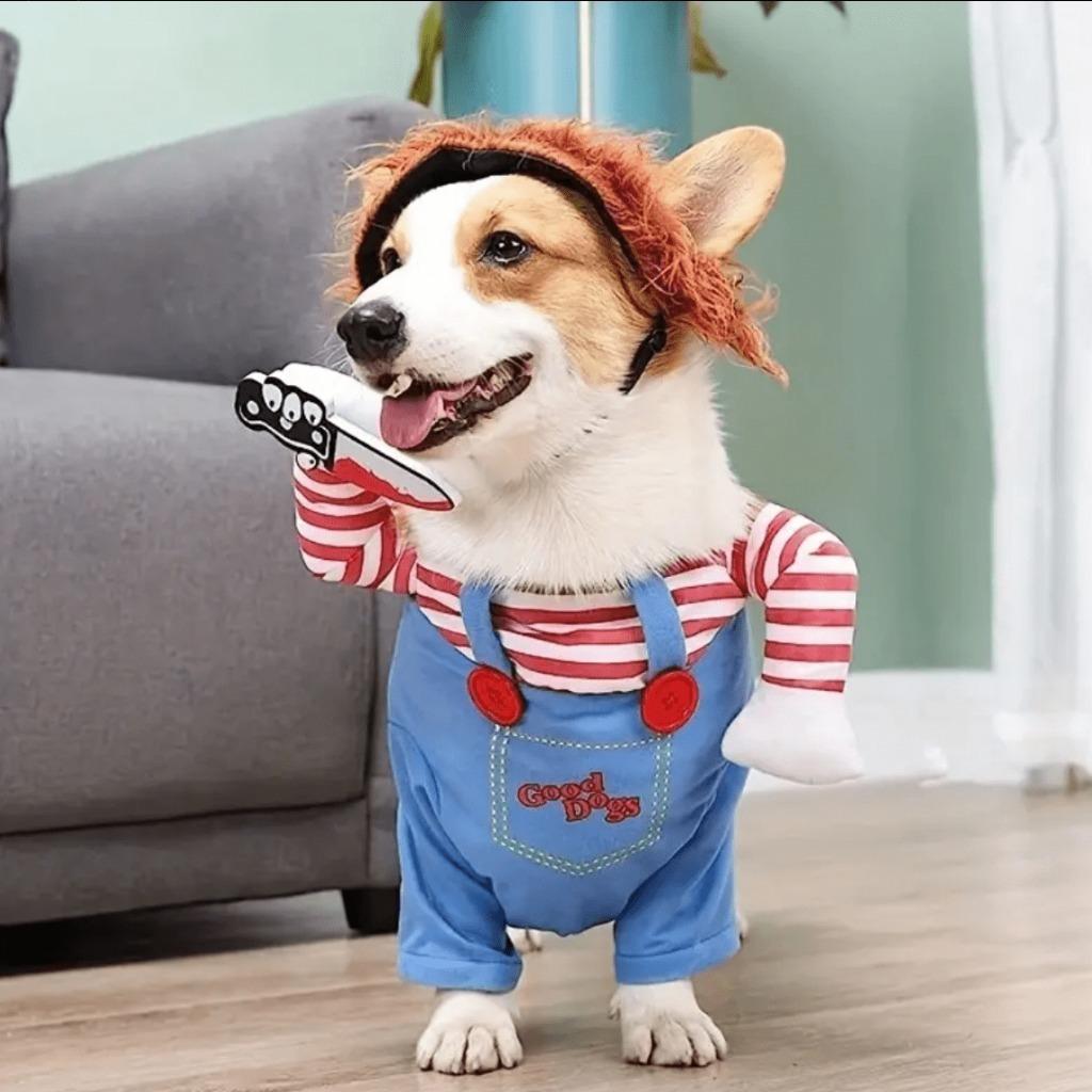 Hundeschreckliches Kostüm, Haustierkostüm, Halloween, Cosplay für Hunde, lustige Hundeparty-Kleidung, Hut, Weihnachtskostüm, Hundekleidung (S)