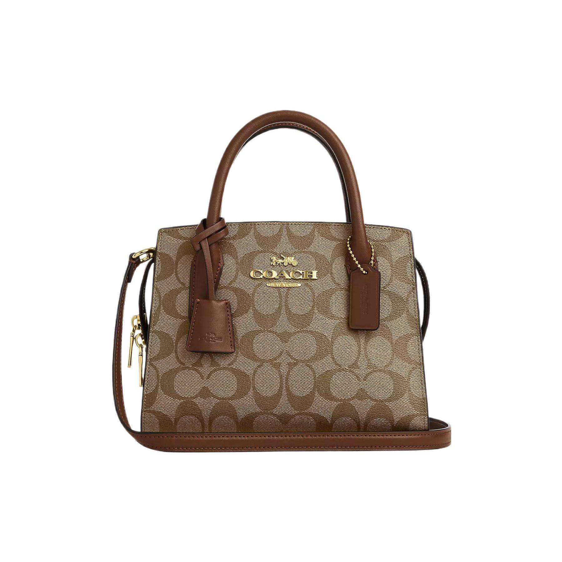 

Сумка-тоут Coach Andrea Carryall 22 Великої місткості Класичний монограмний покритий канвас та гладка шкіра Жіноча сумка-тоут Хакі CP083-IME74 Gift Box Sets (Basic Set+Black Box)