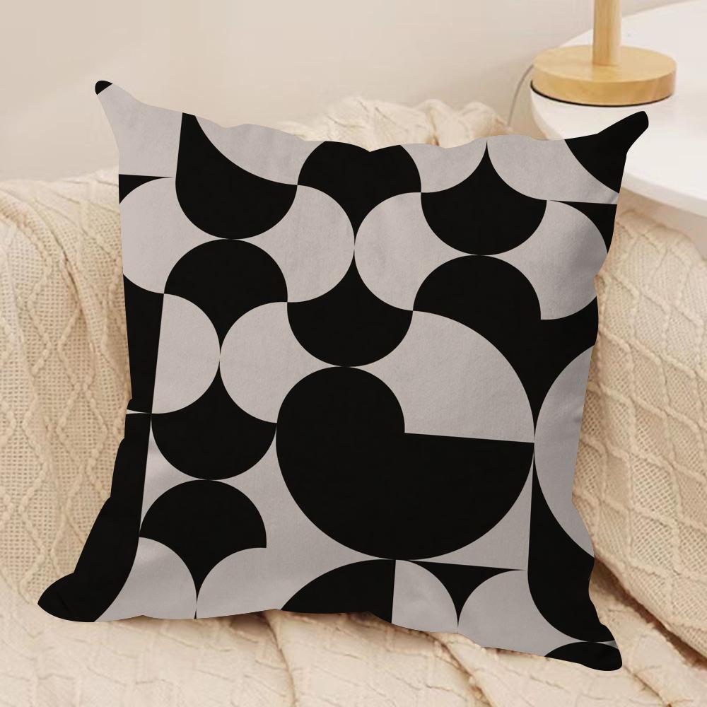 Reduced Geometry Cushion Cover Soft Plush Fabric Double-Sided Printed Sofa Cushion Cover for All Seasons Home Decor Gift