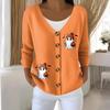 Damemote Langermet Christmas Snowman Snowflake Print Jakke Cardigan