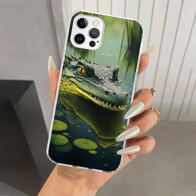 

Чехол для телефона с животным крокодилом для iPhone 17 Air 16 15 Plus 14 13 Mini 12 11 Pro Max 16E 7 8 SE 2020 Мягкий чехол с принтом 16 15 1 iPhone 16E