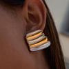 Jiading European and American stainless steel color matching earrings, earrings, earrings, design sense does not fade titanium steel jewelry