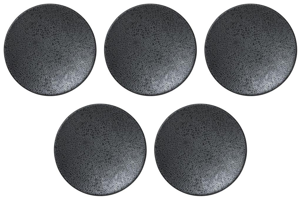 Set of 5 Modern Black 15cm Plates [15.4 x 2cm] | Western-style Medium Plates by Setomonohonpo