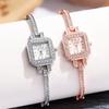 Elegant Women's Square Diamond-set Watch with Steel Band - Stylish Bracelet, Ideal for Parties and Students, High-end Niche Design
