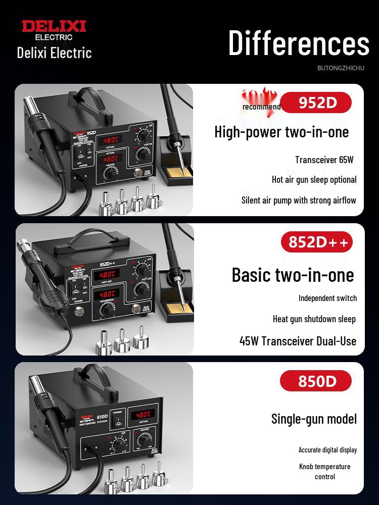 Delixi Electric 3-in-1 Soldering & Desoldering Station for Mobile Phone Repair