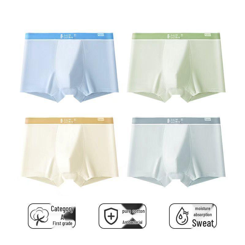 Teen Boys' Antibacterial Breathable Cotton Boxer Briefs for Adolescent Development