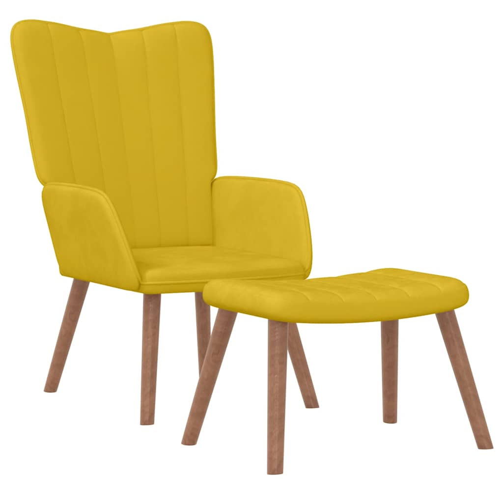 Vidaxl Armchair with Footstool, Mustard, Upholstered In Velvet