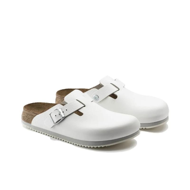 Birkenstock Leather Soft Comfort Platform Round Toe Closed Toe Slippers White Narrow Fit Unisex 0060136 43
