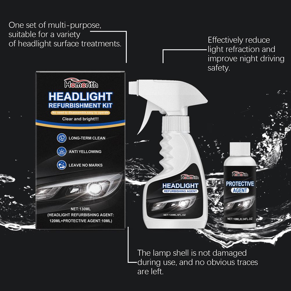 Car Headlamp Repair Kits with Wipe & Sponge Brush Auto Headlight Scratches Restoration DIY Kit Cars Lens Cleaner Safe Formula