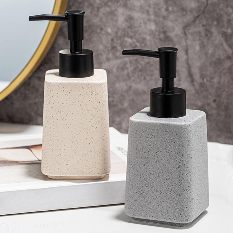 Set of 3 Ceramic Soap Dispenser Set Including Storage Tray and Toothbrush Cup for Bathroom Countertop Decoration