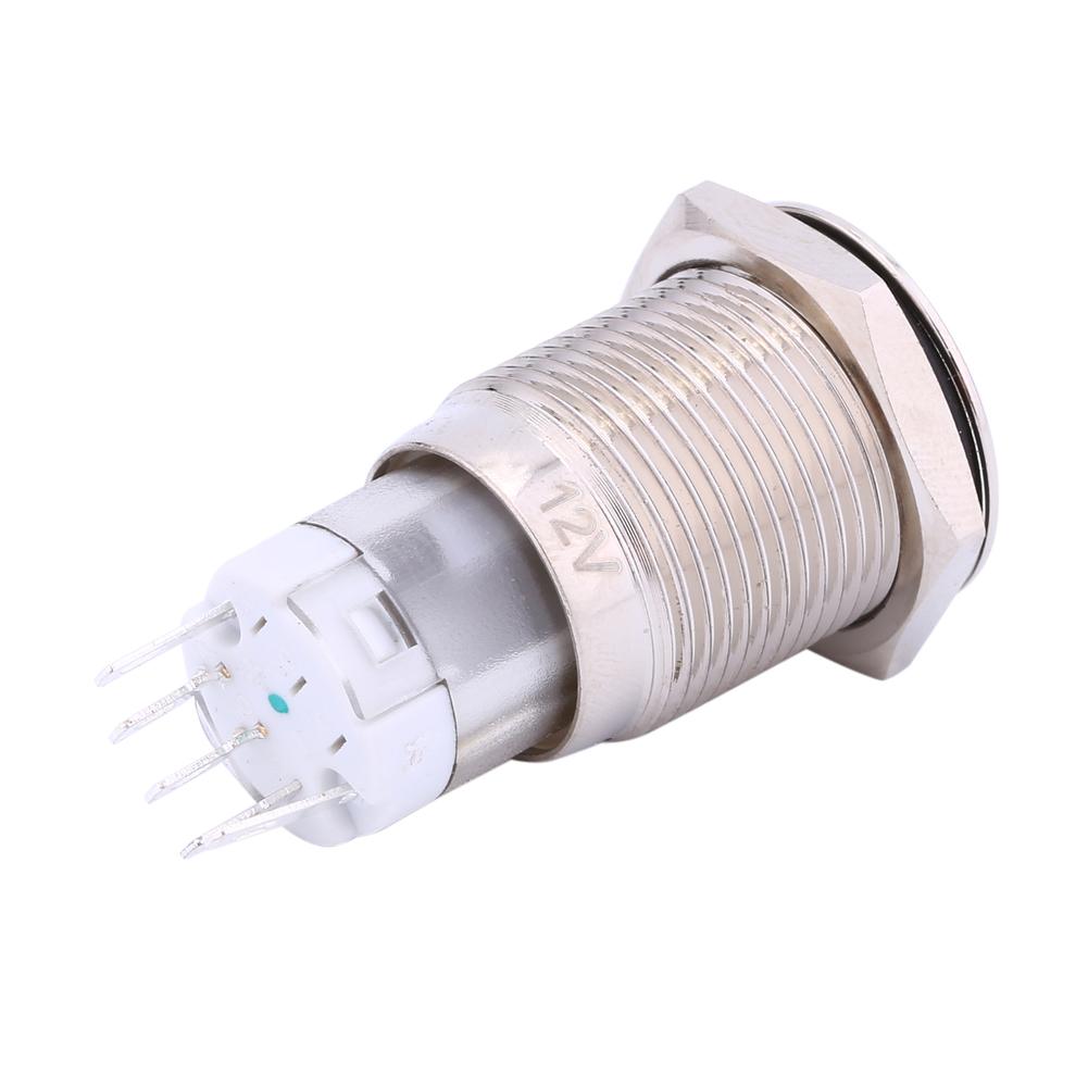 1 Piece 16mm 1NO 1NC Connection 12V Metal LED Toggle Switch Latching Push Button