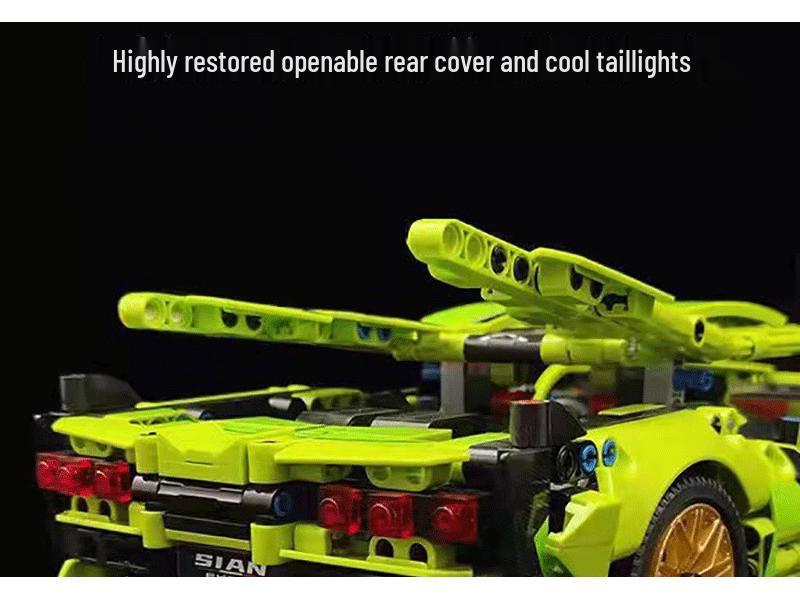 Green Bull 1:14 Remote Control Sports Car - Lego-Compatible Racing Model Building Set