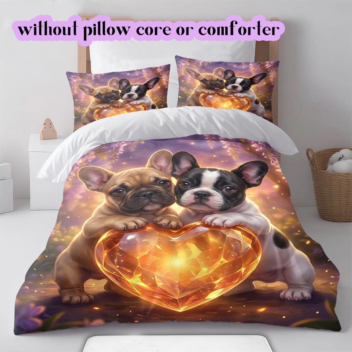 

Two animals and lovePattern Bedding Quilt Set Quilt Cover Pillowcase Home Decoration Birthday Gift (1 * duvet cover + 2 * pillowcase, without core) 135x200cm