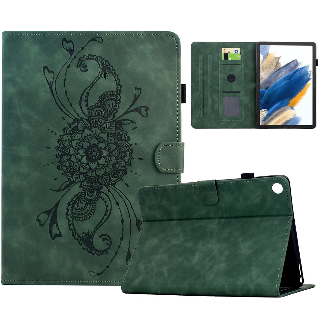 For Samsung Galaxy Tab A8 10.5 (2021) X200/X205 Case Mandala Imprinted Leather Tablet Cover with Card Slots