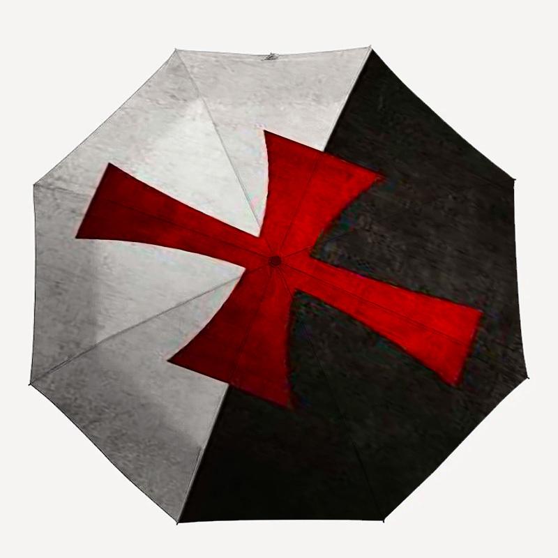 

1pc Cross Flag Automatic Open Close Umbrella with 8-Rib Windproof Canopy Compact Portable Travel Umbrella10248