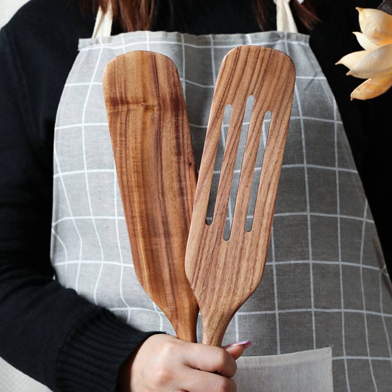 Natural Wooden Spatula Rice Spoon For Cooking Pan Kitchen Cooking Tool Non-Stick Frying Steak Sauce Shovel Cookware Cooking Set