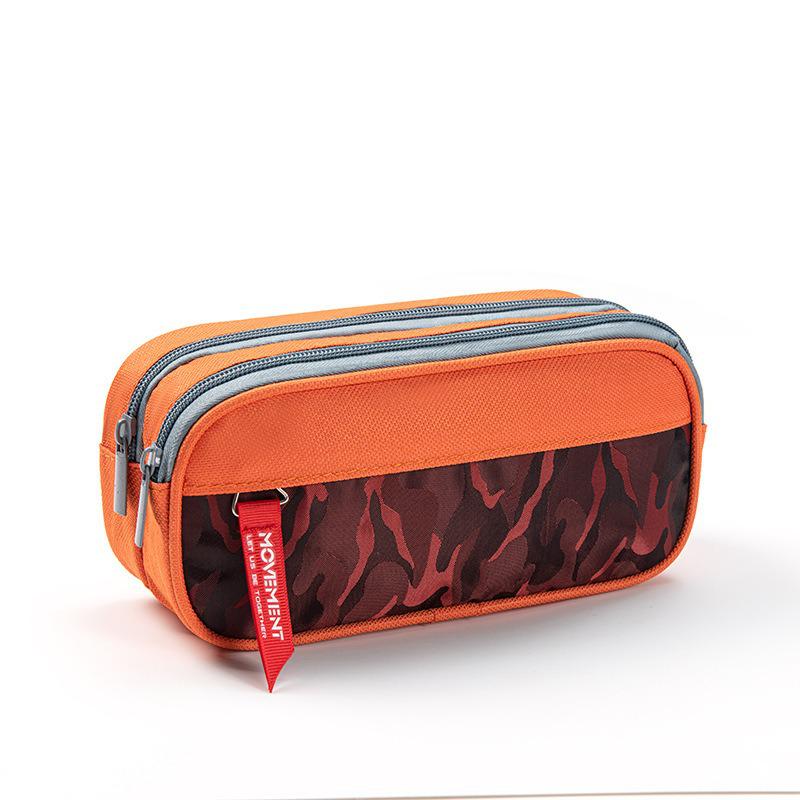 Macaron Colorblock Large Capacity Art Student Pencil Case - Double Layer Oxford Cloth Paintbrush Storage Bag