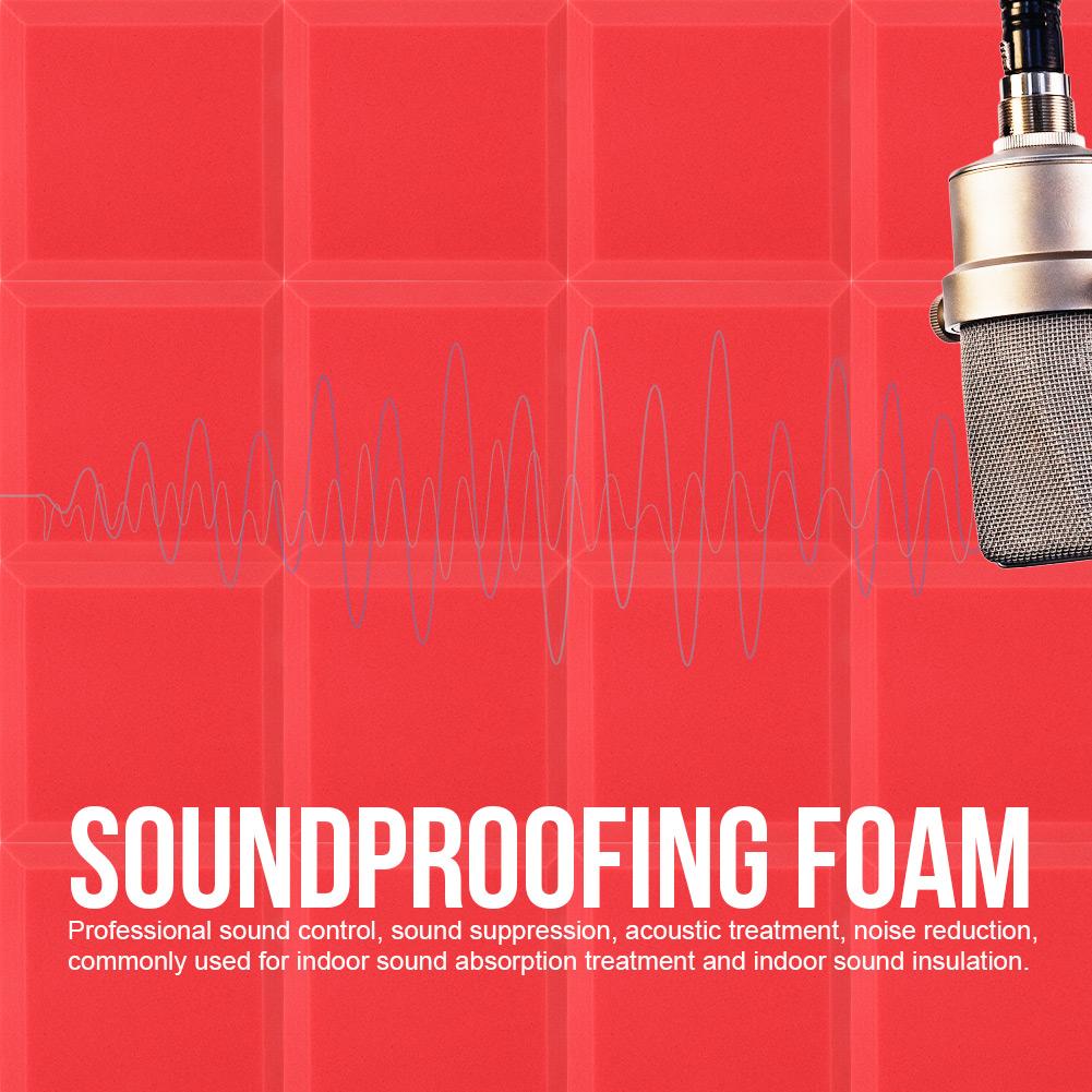 6 Stück Schallisolierschaumblock Akustikpaneele Schwamm Klavierraum Aufnahmestudio Zubehör 30x30x5cm Rot