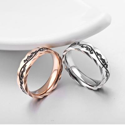 Bague en Acier Titane Motif Yin Style Chinois Bague Unique à Motif Rétro