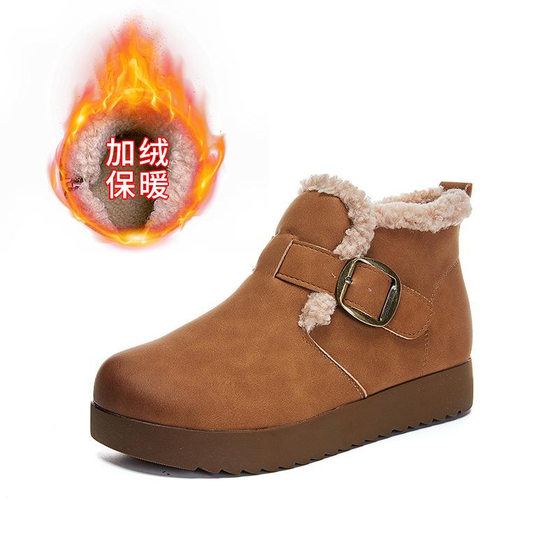 New Retro Snow Boots Women's Winter Thick-soled Heightening Martin Boots Women's Velvet Warm Women's Boots Versatile Boots