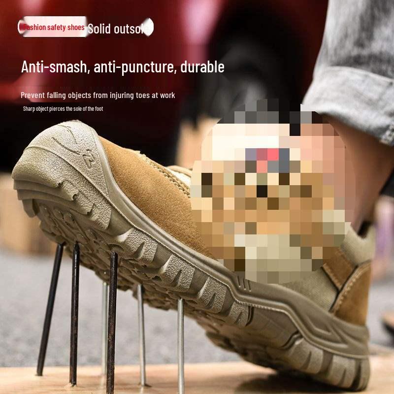 Solid Steel Toe Work Shoes - Anti-Smash, Puncture-Resistant, Thick Sole, Wear-Resistant Safety Footwear