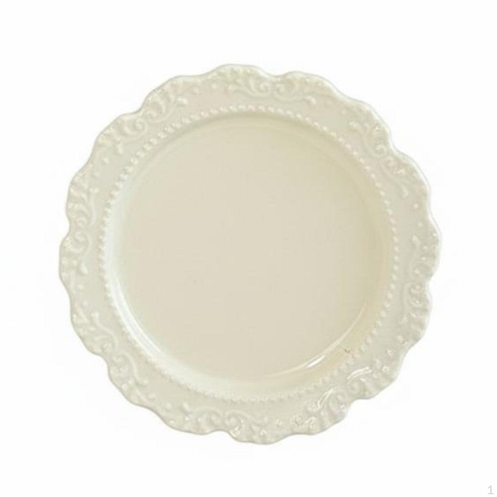 Miniature Dinner Plate Decorative Vintage Design Doll Embossed Detail Dollhouse Dishware for