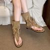 Internet Celebrity Explosion Retro Flat Herringbone Sandals Women 2025 New Summer Wear with Skirt Versatile Non-slip Cool Boots