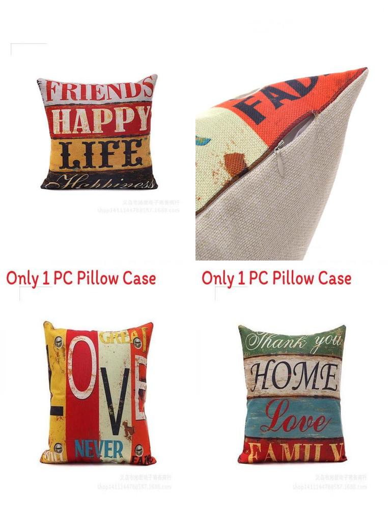 Premium Kissenbezug Quadrat Baumwolle Druck Buchstaben Retro Melange Für Zeitlose Eleganz