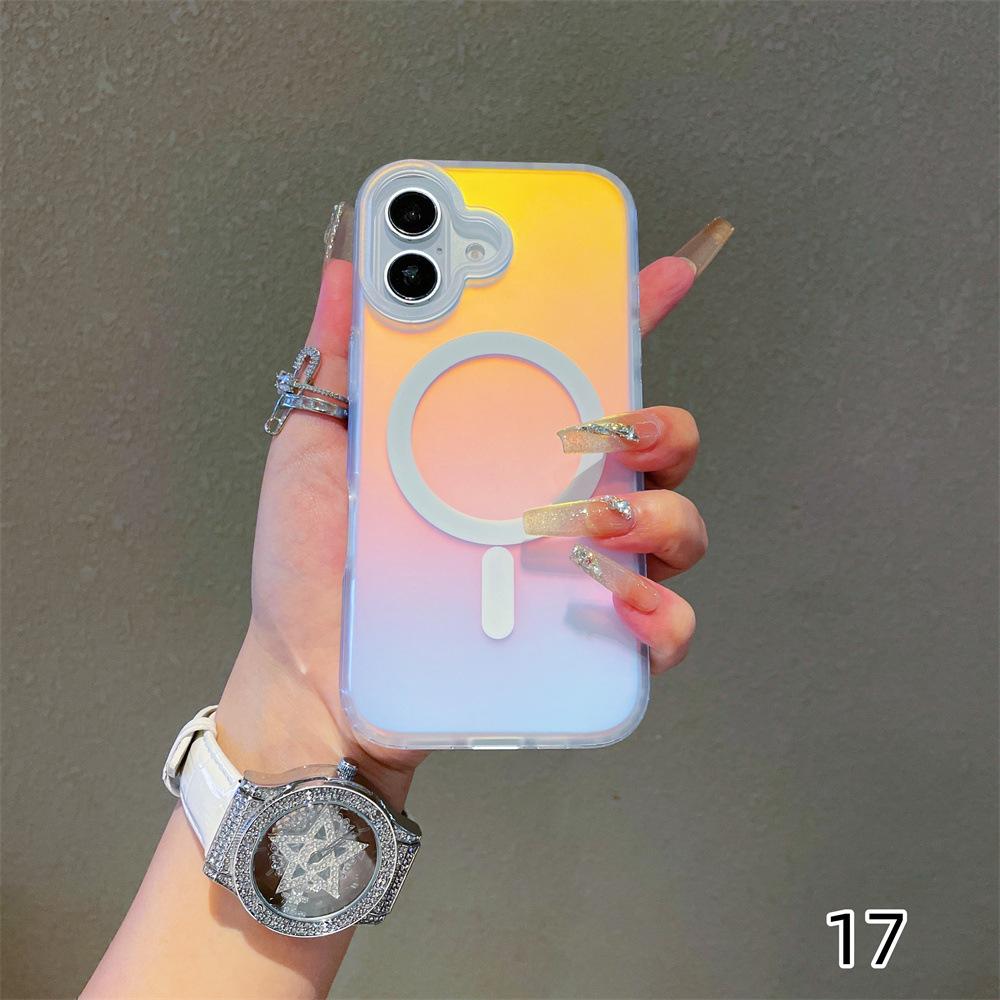 Gradient Holographic MagSafe Compatible Phone Case Frosted Shockproof Cover for iPhone iphone 17 promax