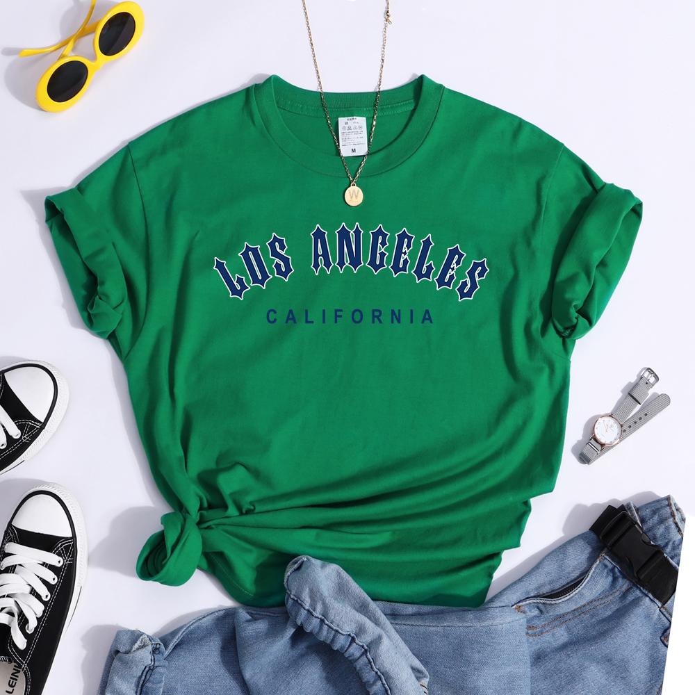 Los Angeles California Letter Printing Womens T-Shirts Summer Casual Comfortable Short Sleeve Street Loose Crewneck Clothes