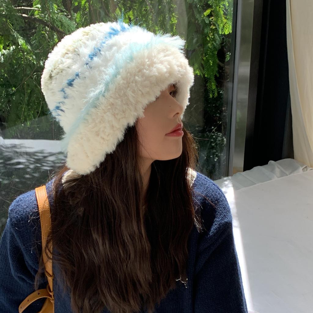 Soft and Waxy Face Showing Little Korean Style Hat for Girls in Autumn and Winter Cold Proof Thickened Plush Knitted Hat