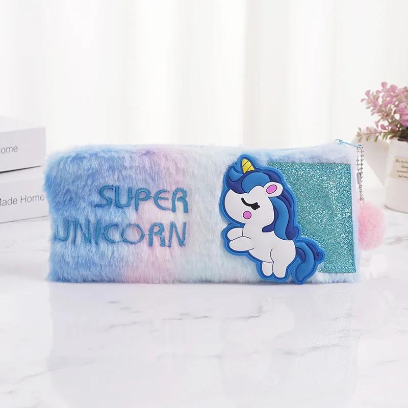 1 Piece Cute Creative Design Unicorn Pencil Case Sweet Cartoon Animal Unicorn Pencil Pouch Large Capacity Stationery Storage Bag