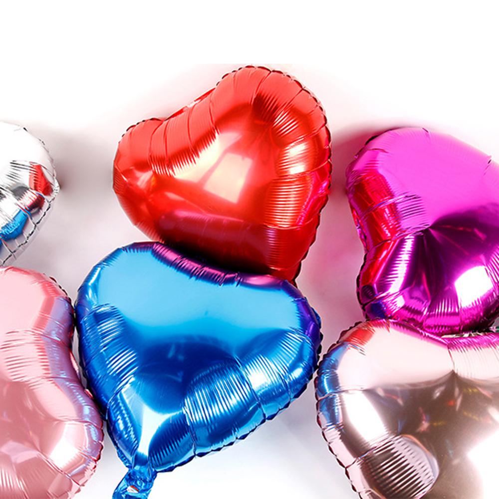PJ-Q11 50Pcs 44cm Colorful Heart Shape Aluminum Foil Balloons Inflatable Balloons for Birth Wedding Birthday