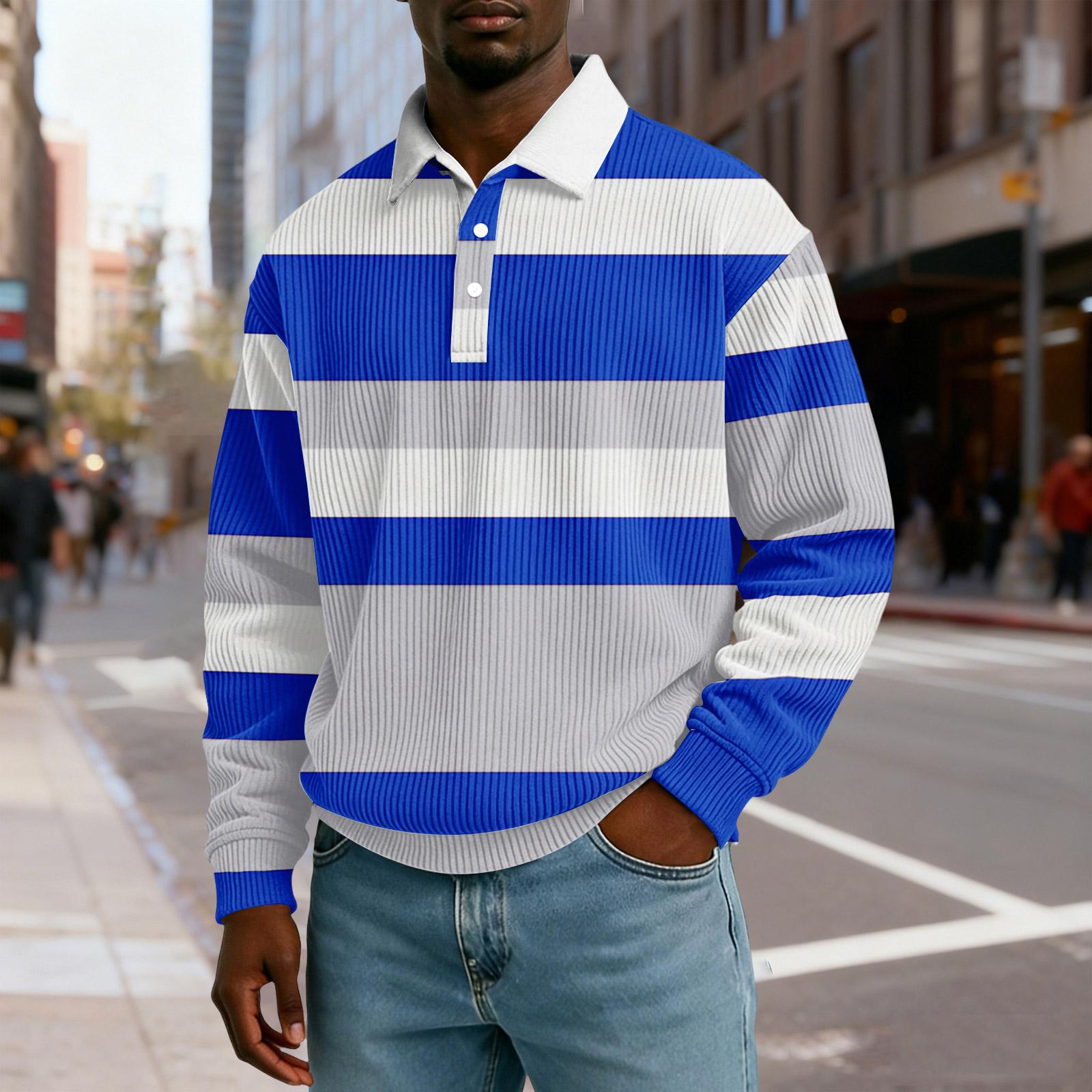 

Чоловіча повсякденна сорочка вільного крою на ґудзиках, з коміром на ґудзиках та довгими рукавами XL синій