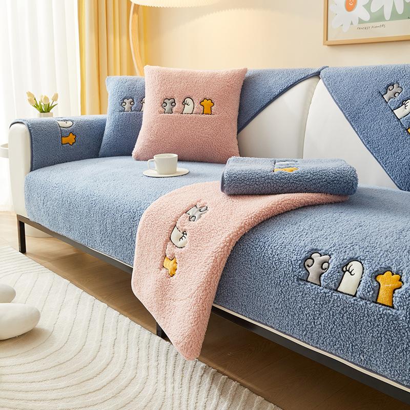 New Internet Celebrity Sofa Cushion Winter Plush Thickened Seat Cushion Non-Slip Light Luxury Leather Sofa Cover Cloth Towel