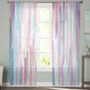 Cortinas modernas com listras de arco-íris para sala de estar Cortinas de tule transparentes Janela transparente para acessórios de decoração de quarto