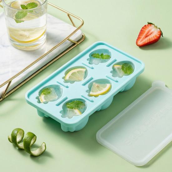 Carrot Shape Ice Cube Tray with Lid Carrot Shape 6-Cavity Food-Grade Silicone Mold for Whiskey Cocktails Easy-Release Leak-Proof Ice Cube Maker for