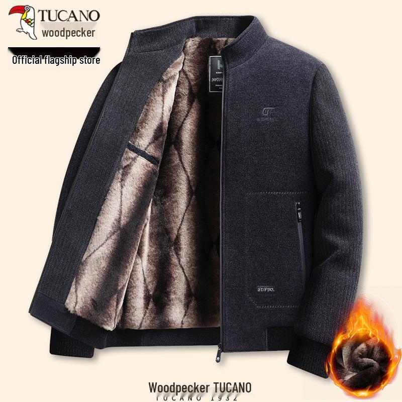 Woodpecker Men's Fleece-Lined Wool Overcoat - Turn-Down Collar