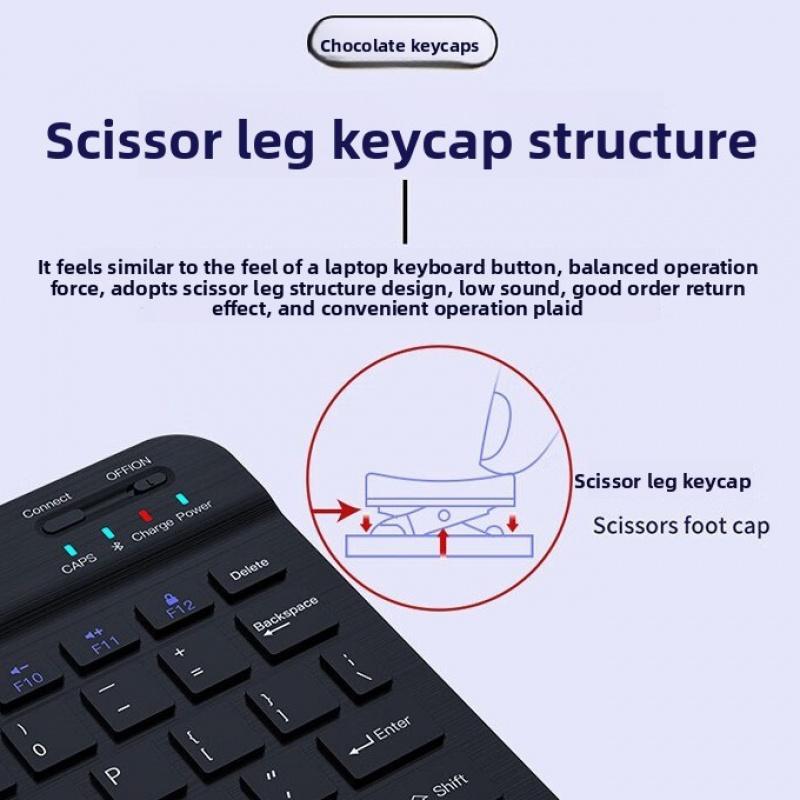 Bluetooth Keyboard and Mouse Set Compatible with iPad, Mobile Phones, Tablets, Cangjie, Russian, Spanish, Thai Wireless