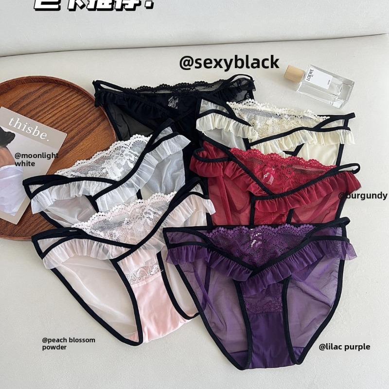 Ladies Summer Romantic Pure Desire Sexy Lace Pure Cotton Crotch Low Waist Triangle Briefs