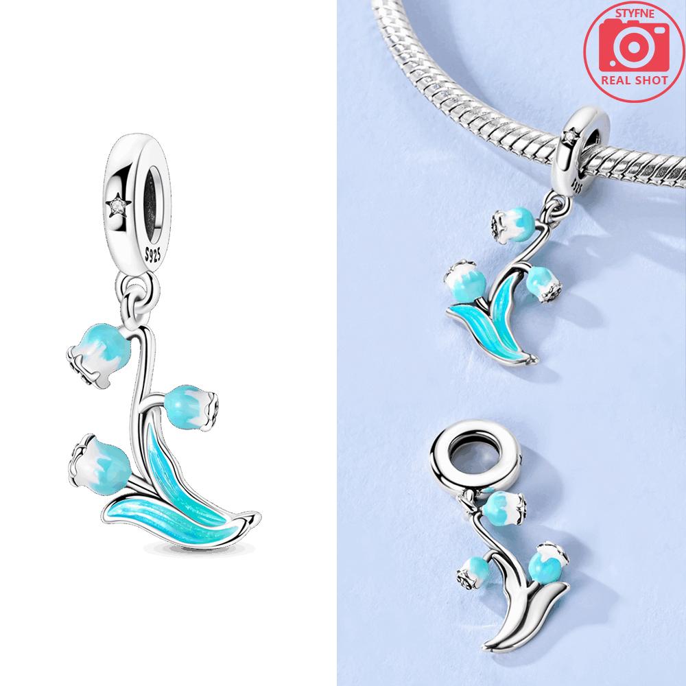Purple Iris Blue Anemone Pendant Heart Tulip Originalcopper Bead Fit Bracelet Diy Fine Gift Women Jewelry Accessory