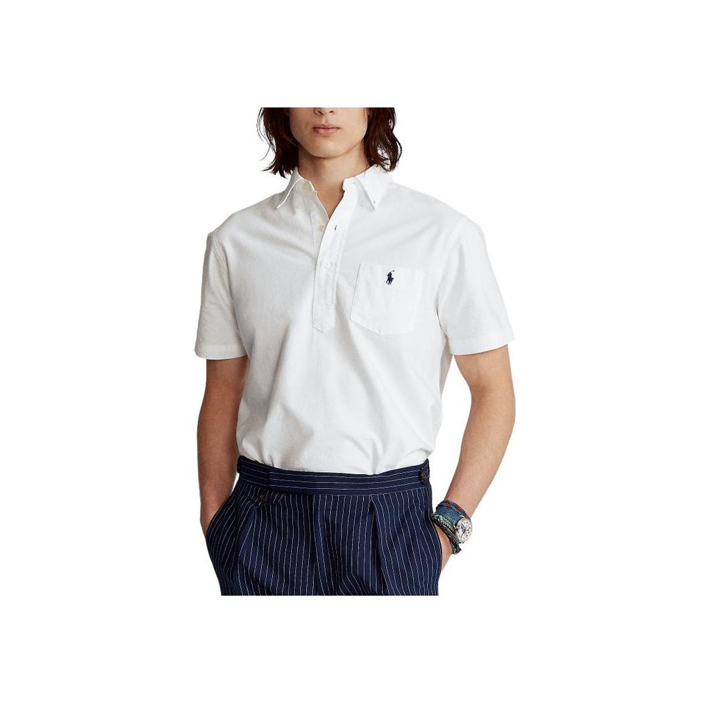 Polo Ralph Lauren Logo Embroidered Loose Fit Straight Cut Short Sleeve Polo Shirt Men Polo Shirts White MNPOWOV1N820332-100