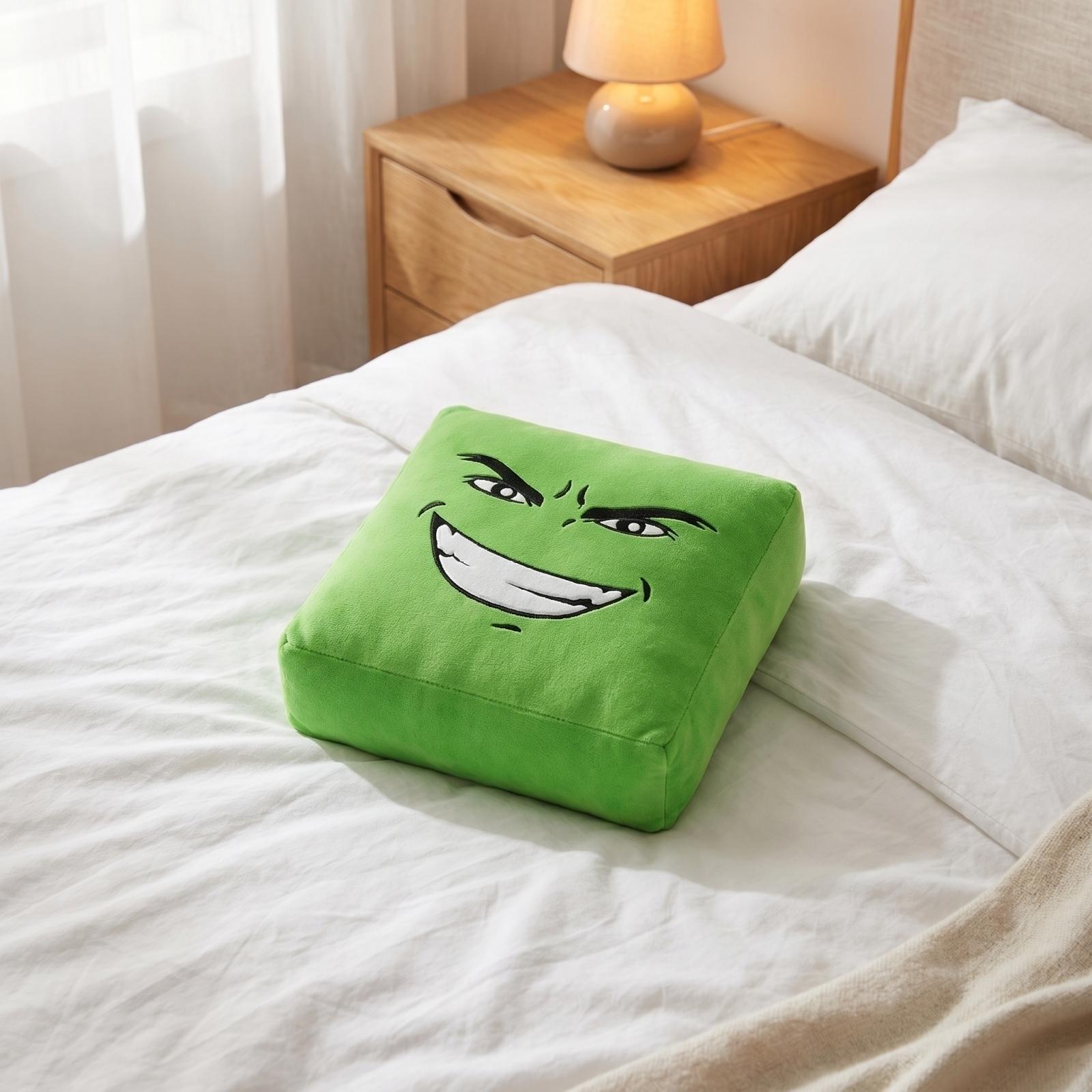 

Soft Plush Toy Square Shape Stuffed Cushion with Printed Cartoon Face for Home Office Travel Use Comfort and Decoration one size